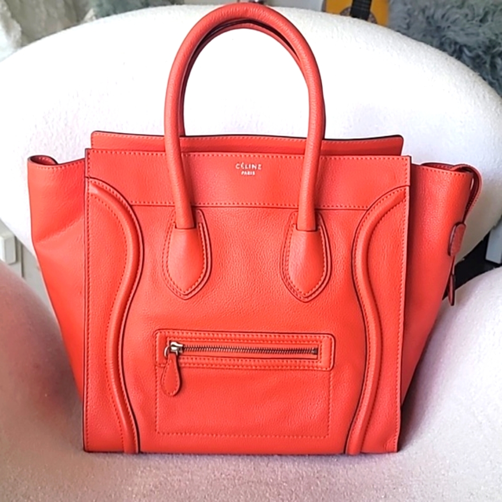 CELINE Luggage Mini Vermilion  Bag.